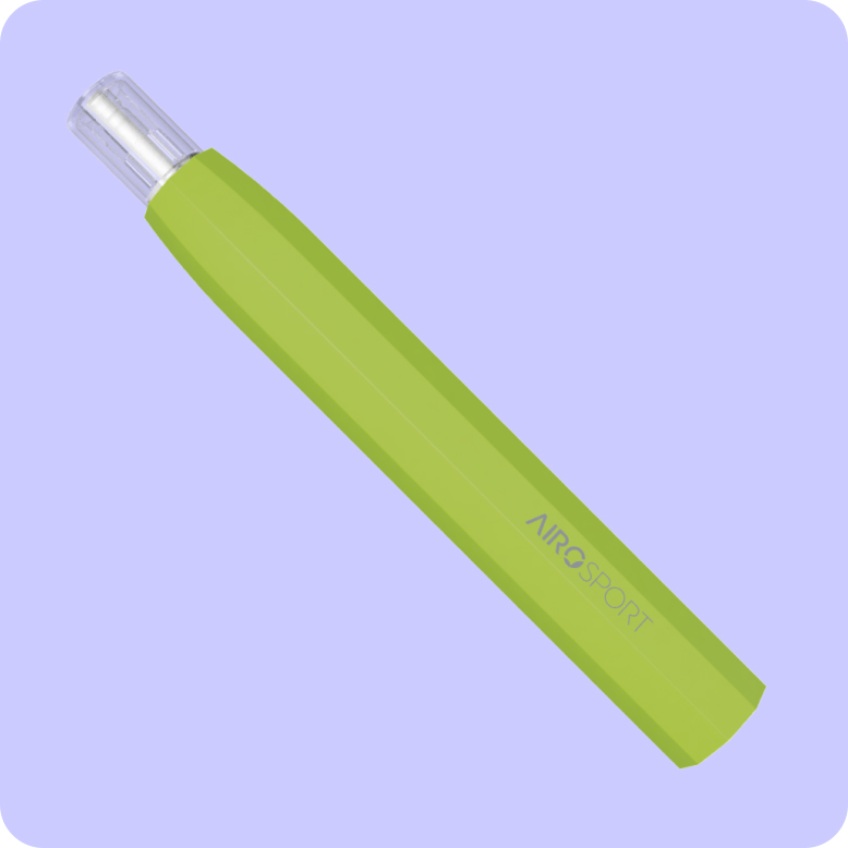 Airo Sport Vape Battery In Green on Purple Background