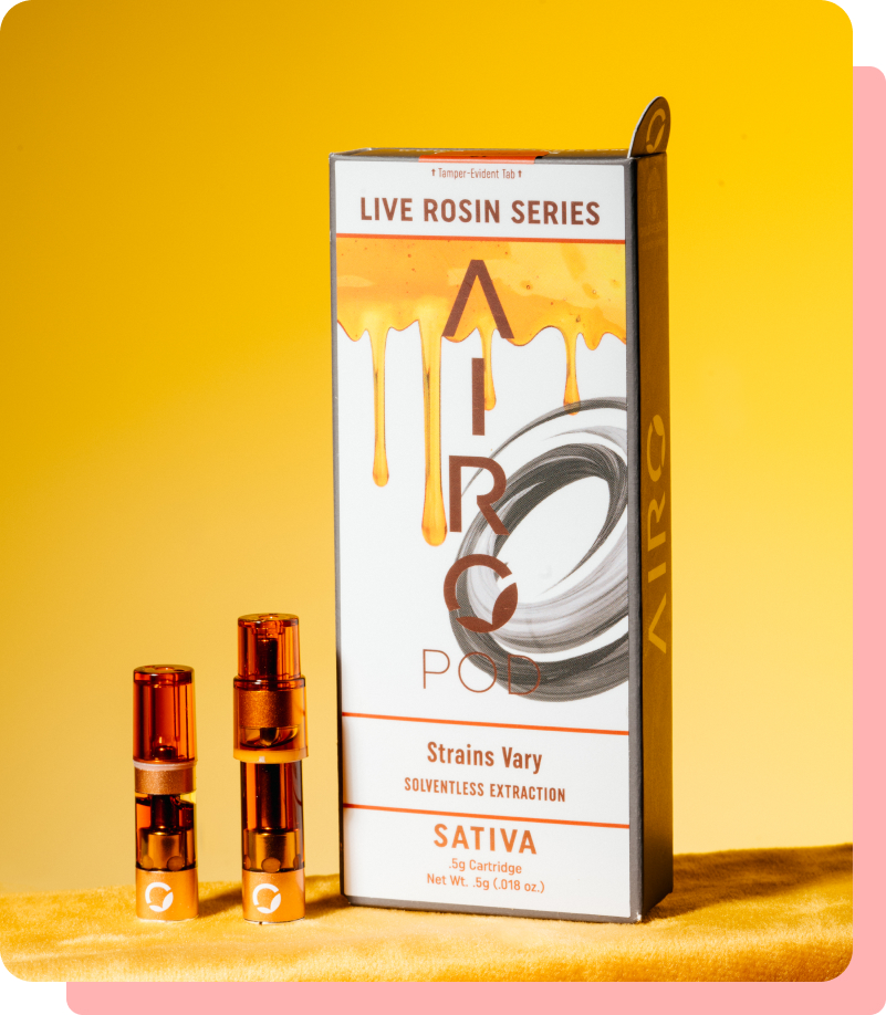 Airo Live Rosin Series Cartridges and Packaging